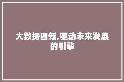 大数据四新,驱动未来发展的引擎