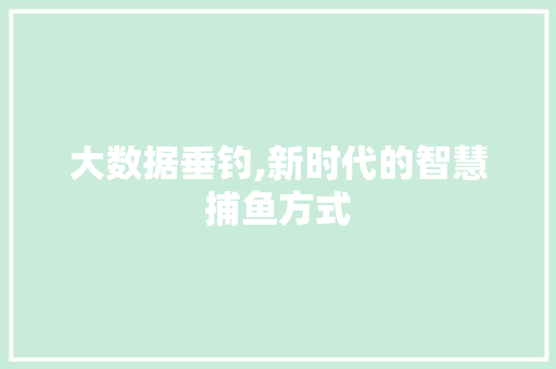 大数据垂钓,新时代的智慧捕鱼方式