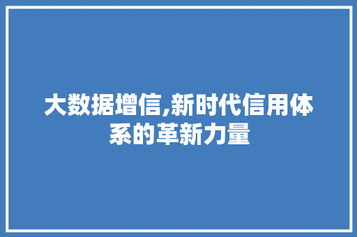 大数据增信,新时代信用体系的革新力量