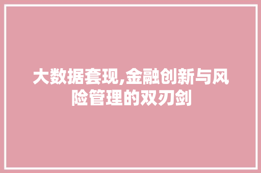 大数据套现,金融创新与风险管理的双刃剑