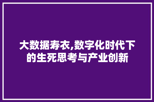 大数据寿衣,数字化时代下的生死思考与产业创新