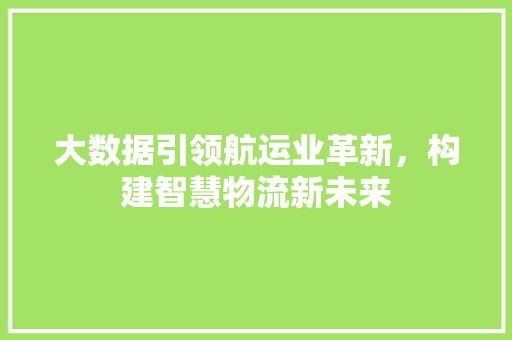 大数据引领航运业革新，构建智慧物流新未来