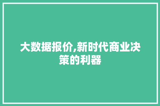 大数据报价,新时代商业决策的利器