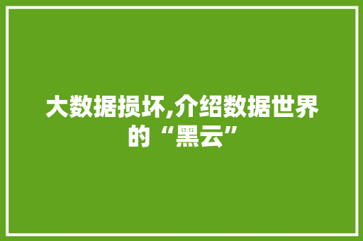 大数据损坏,介绍数据世界的“黑云”