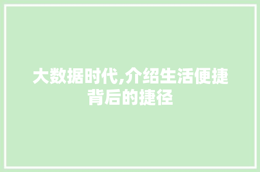 大数据时代,介绍生活便捷背后的捷径