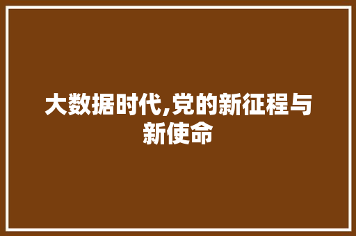 大数据时代,党的新征程与新使命