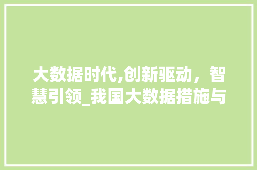 大数据时代,创新驱动，智慧引领_我国大数据措施与方法