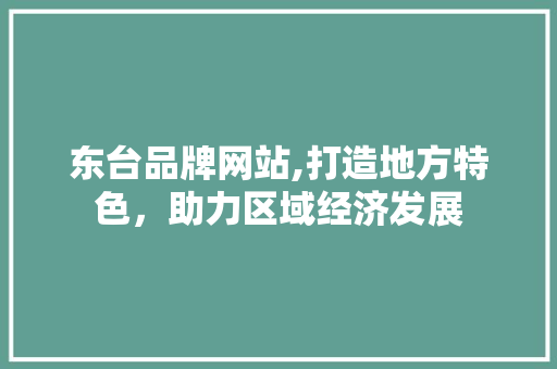 东台品牌网站,打造地方特色，助力区域经济发展