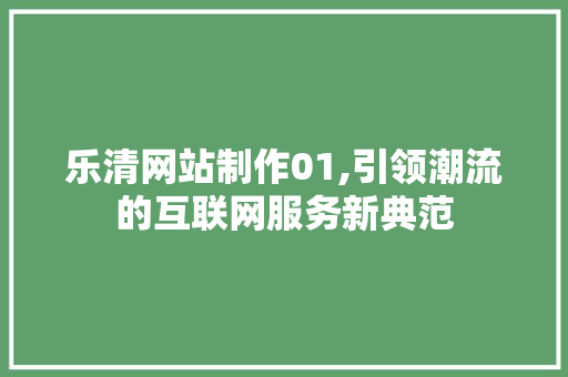 乐清网站制作01,引领潮流的互联网服务新典范