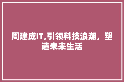 周建成IT,引领科技浪潮，塑造未来生活