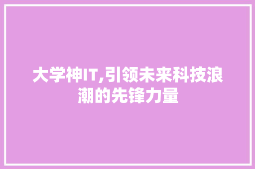 大学神IT,引领未来科技浪潮的先锋力量