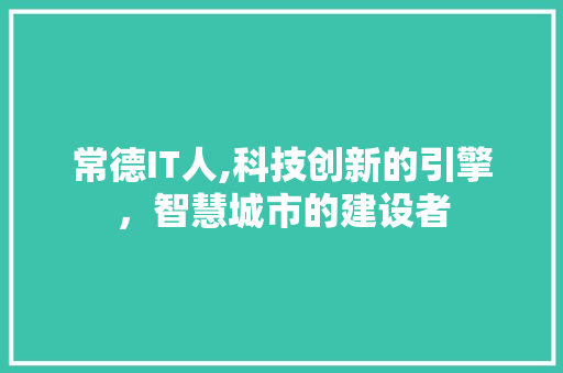 常德IT人,科技创新的引擎，智慧城市的建设者