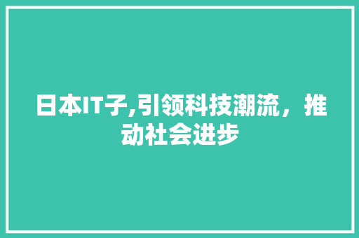 日本IT子,引领科技潮流，推动社会进步