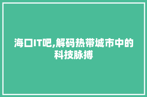 海口IT吧,解码热带城市中的科技脉搏