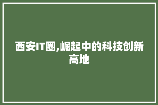 西安IT圈,崛起中的科技创新高地