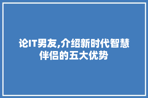 论IT男友,介绍新时代智慧伴侣的五大优势