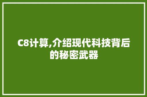 C8计算,介绍现代科技背后的秘密武器