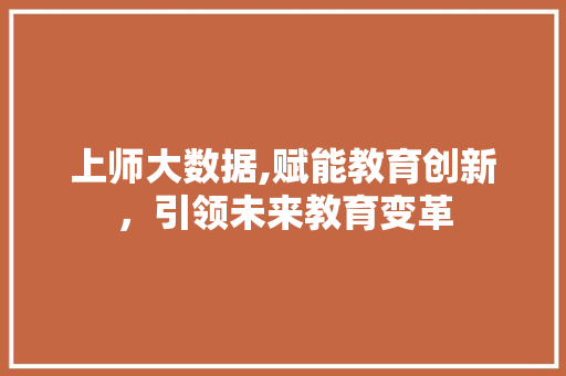 上师大数据,赋能教育创新，引领未来教育变革