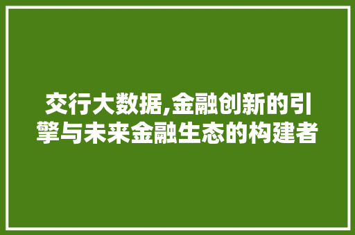 交行大数据,金融创新的引擎与未来金融生态的构建者