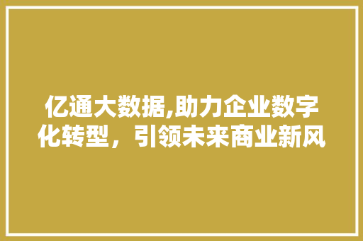 亿通大数据,助力企业数字化转型，引领未来商业新风向