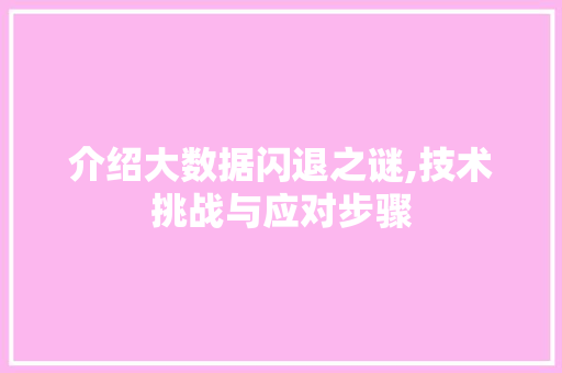 介绍大数据闪退之谜,技术挑战与应对步骤