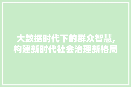 大数据时代下的群众智慧,构建新时代社会治理新格局