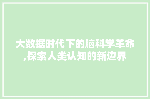 大数据时代下的脑科学革命,探索人类认知的新边界