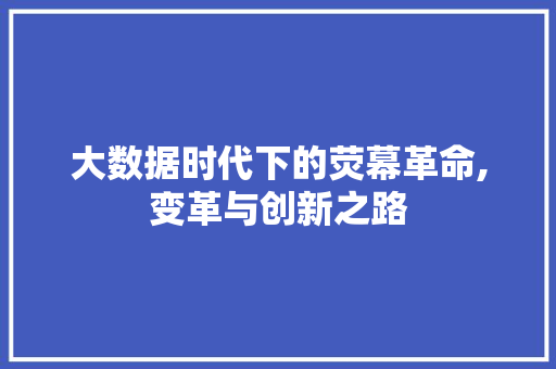 大数据时代下的荧幕革命,变革与创新之路