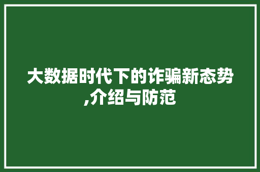 大数据时代下的诈骗新态势,介绍与防范