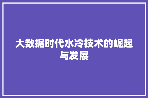 大数据时代水冷技术的崛起与发展