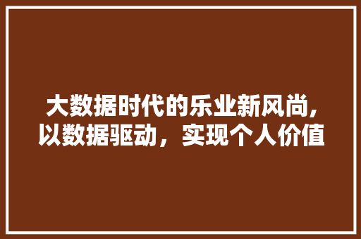 大数据时代的乐业新风尚,以数据驱动，实现个人价值与企业成长的双赢