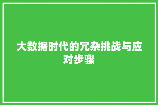 大数据时代的冗杂挑战与应对步骤