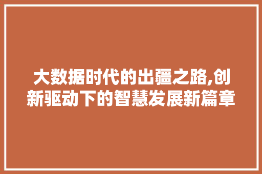 大数据时代的出疆之路,创新驱动下的智慧发展新篇章