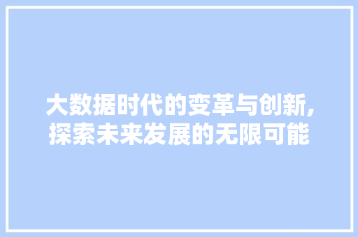 大数据时代的变革与创新,探索未来发展的无限可能