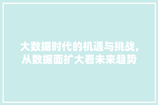 大数据时代的机遇与挑战,从数据面扩大看未来趋势