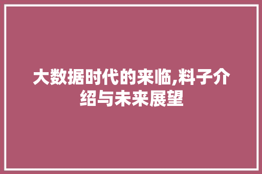 大数据时代的来临,料子介绍与未来展望