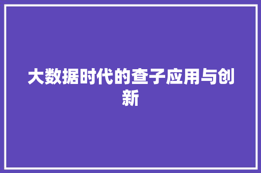 大数据时代的查子应用与创新