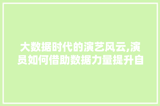 大数据时代的演艺风云,演员如何借助数据力量提升自我