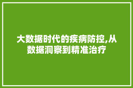 大数据时代的疾病防控,从数据洞察到精准治疗