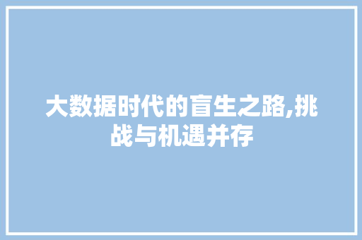 大数据时代的盲生之路,挑战与机遇并存