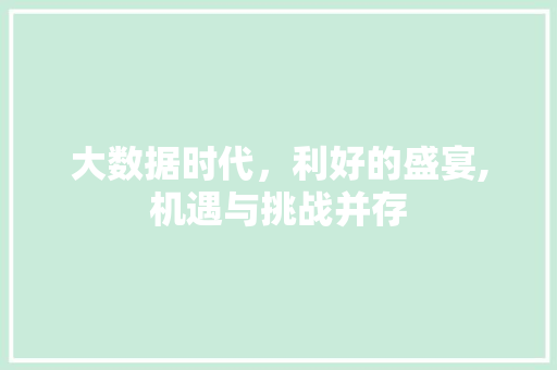 大数据时代，利好的盛宴,机遇与挑战并存