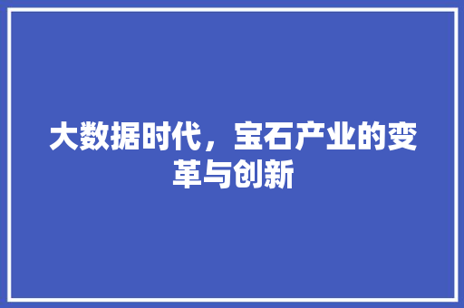 大数据时代，宝石产业的变革与创新