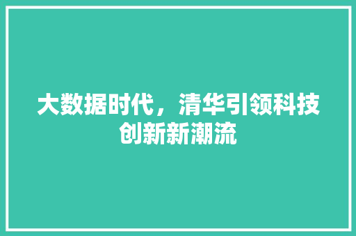 大数据时代，清华引领科技创新新潮流