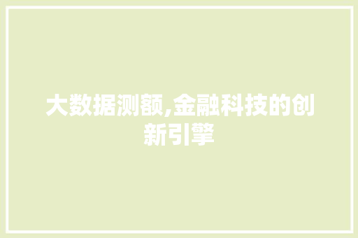 大数据测额,金融科技的创新引擎