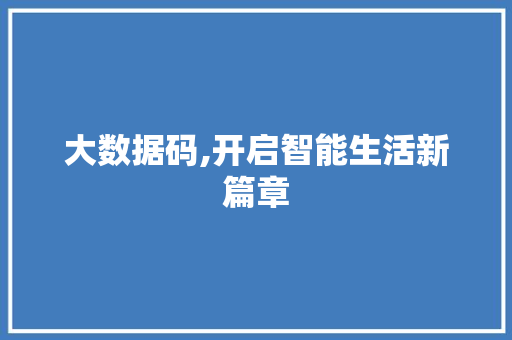 大数据码,开启智能生活新篇章