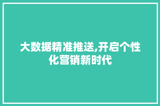 大数据精准推送,开启个性化营销新时代