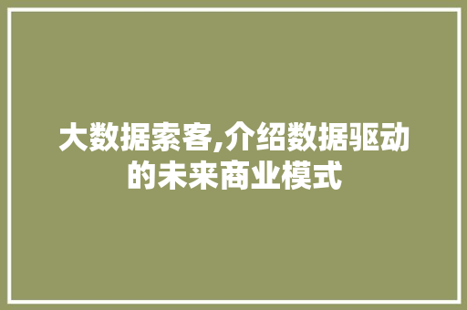 大数据索客,介绍数据驱动的未来商业模式