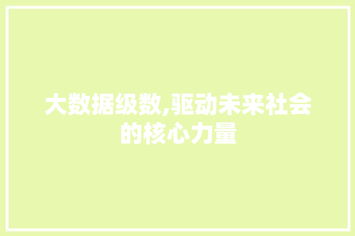 大数据级数,驱动未来社会的核心力量