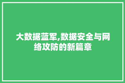 大数据蓝军,数据安全与网络攻防的新篇章