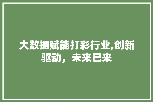 大数据赋能打彩行业,创新驱动，未来已来